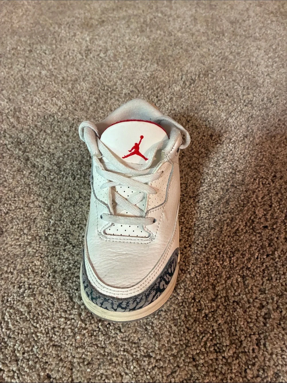 Nike Air Jordan 3 Retro White Cement Kids Sneakers Size 8C